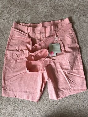 Boden Soft Pink Tie-Waist Linen Blend Women’s Shorts